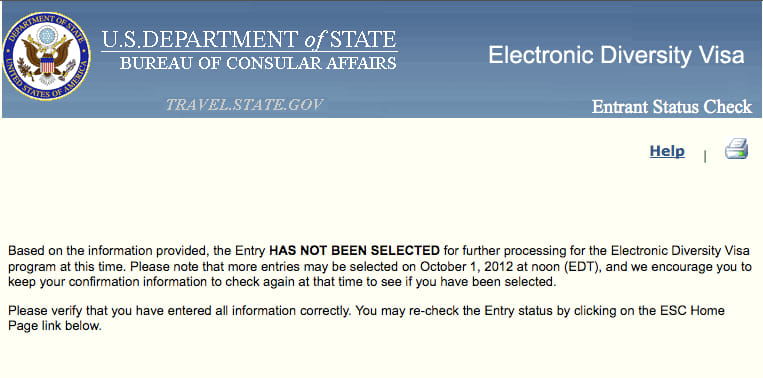 electronic diversity visa program: apply, check status, recover the Confirmation Number