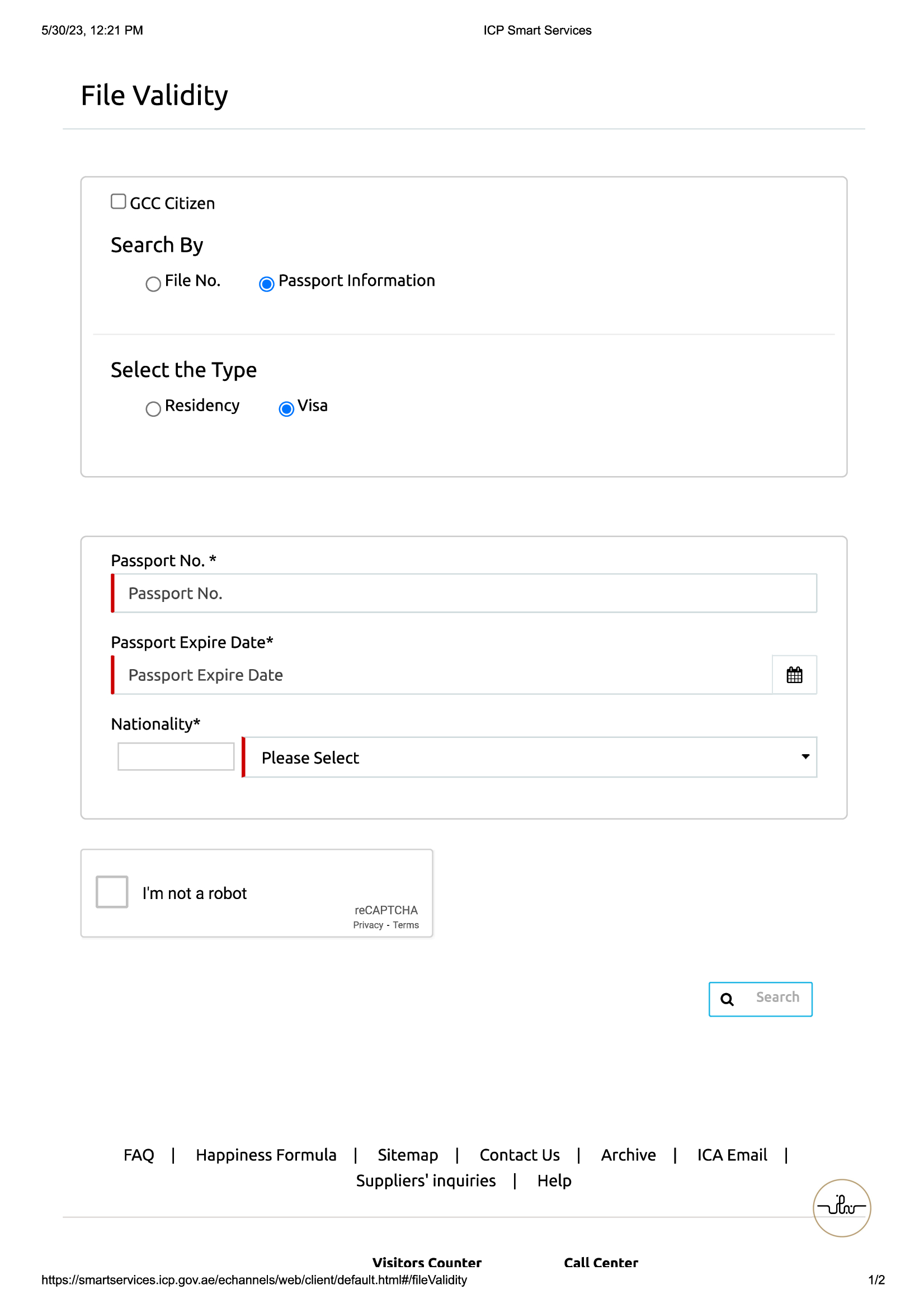 ica uae visa status with passport number, File No and emirates id