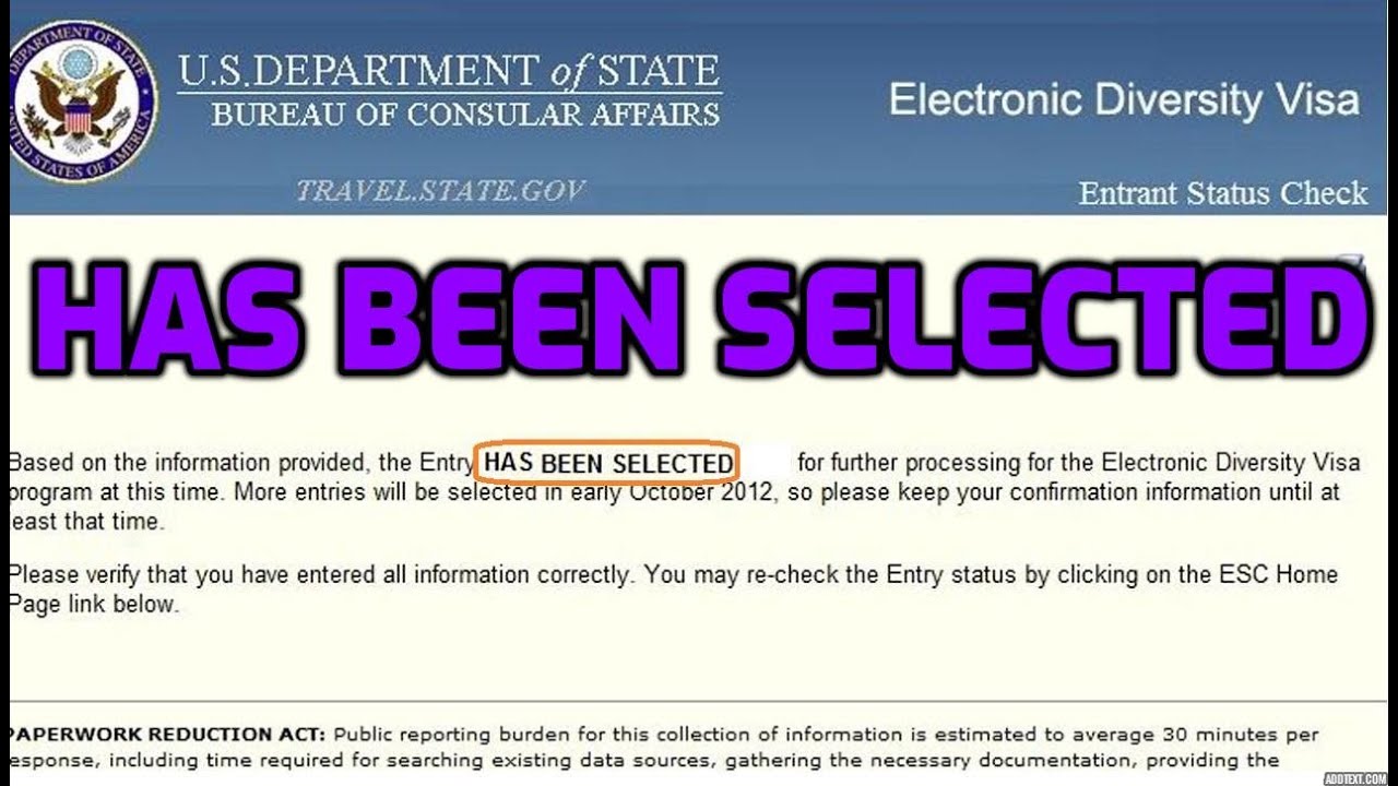 electronic diversity visa (EDV) check status