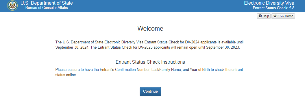 electronic diversity visa program: apply, check status, recover the Confirmation Number